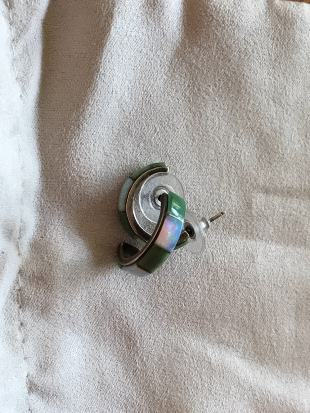 Green Opal Inlay Hoop Earrings - Women Jewelry
